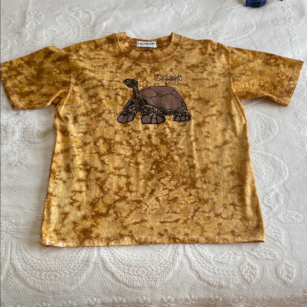 Nomada Yellow Tie-Dye Turtle Short Sleeve Tee 100% cotton.